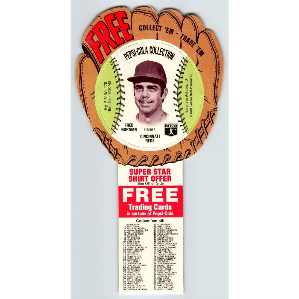 Pepsi-Cola Baseball Trading Card 1977 Fred Norman Cincinnati Reds MLB Trade